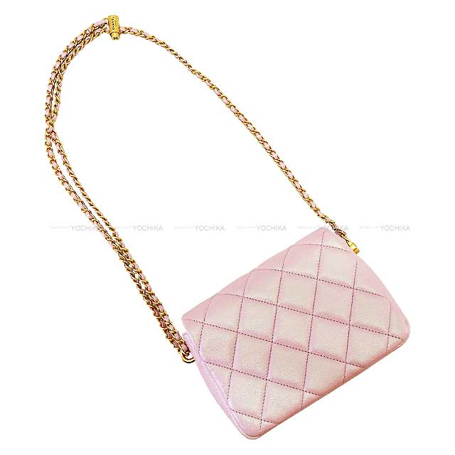 [Pre-loved] 2022AW CHANEL Shoulder bag Matelasse COCO Mark iridescent Metallic lilac Graind Calf(Caviarskin) Mat Gold HW AS2855[LIKE NEW][Authentic]