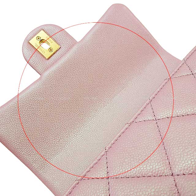 [Pre-loved] 2022AW CHANEL Shoulder bag Matelasse COCO Mark iridescent Metallic lilac Graind Calf(Caviarskin) Mat Gold HW AS2855[LIKE NEW][Authentic]