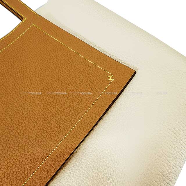 HERMES tote bag Cabasellier 31 Verso Bicolor Nata/Chai Epsom Souple Stamp U[EXCELLENT][Authentic]