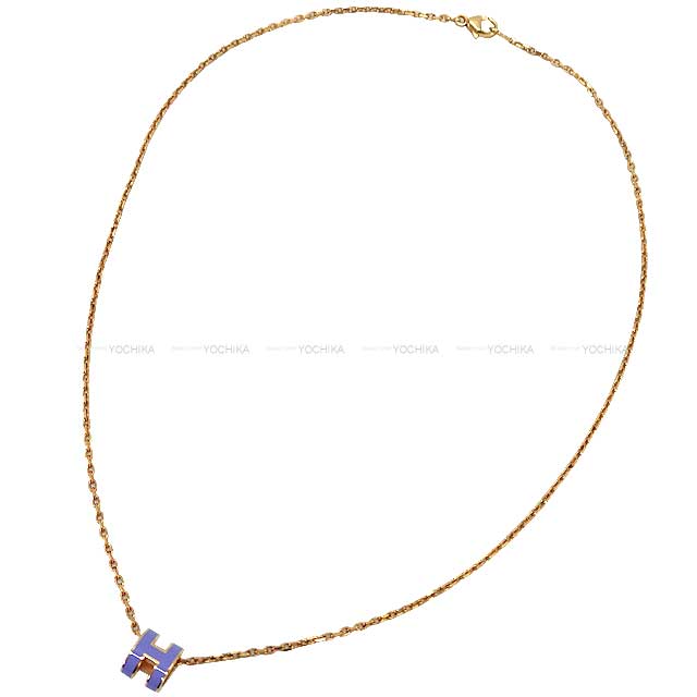 [Pre-loved] HERMES necklace Mini Pop H Lilac Rose Gold Plated Rose Gold HW[LIKE NEW][Authentic]