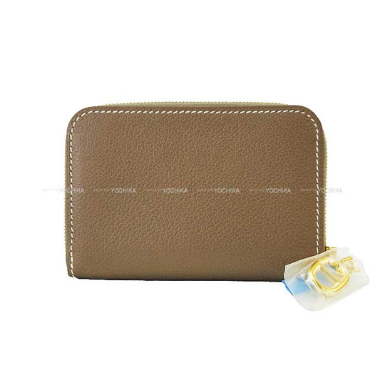 HERMES card holder Zip en go Chaine D'ancre  Etoupe Evercolor Gold HW Stamp W[BRAND NEW][Authentic]