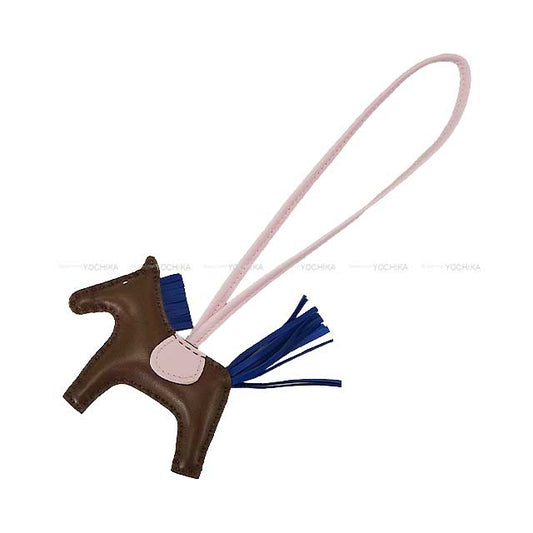 HERMES bag charm Rodeo PM Chocolat/Bleu France/Rose Darling Sylvania/Evercalf Stamp W[BRAND NEW][Authentic]