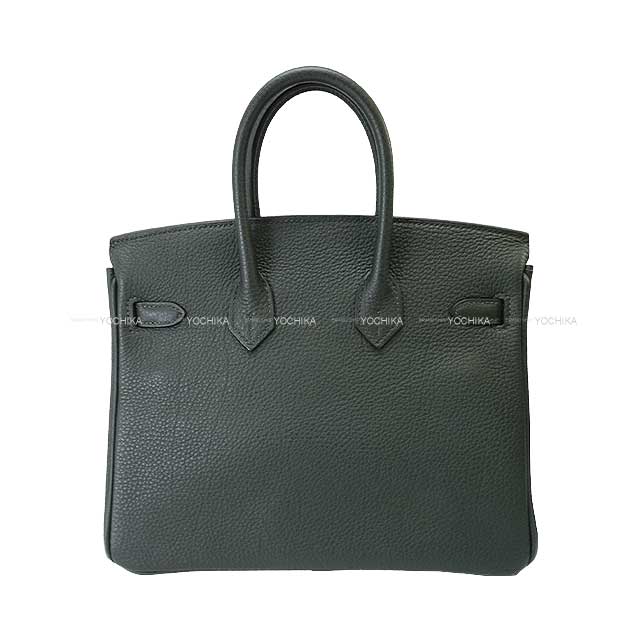 HERMES Handbag Birkin25 Vert Fonce Veau Jonathan Silver HW Stamp U[EXCELLENT][Authentic]