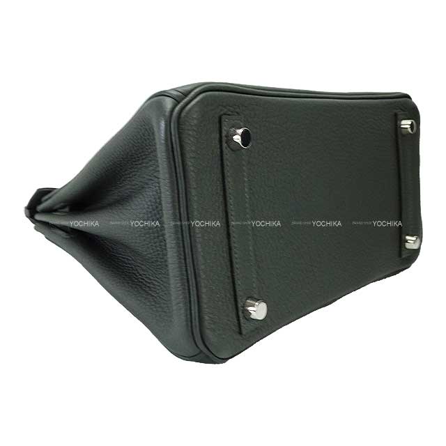 HERMES Handbag Birkin25 Vert Fonce Veau Jonathan Silver HW Stamp U[EXCELLENT][Authentic]