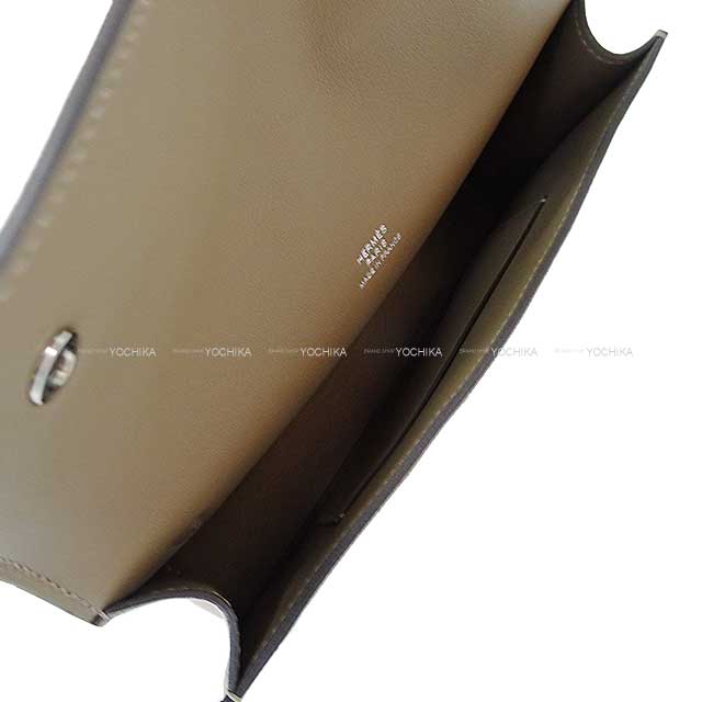 HERMES long wallet Hermesnap To Go Gris caillou/Etoupe Veau Chamonix/Veau Swift Silver HW Stamp W[BRAND NEW][Authentic]