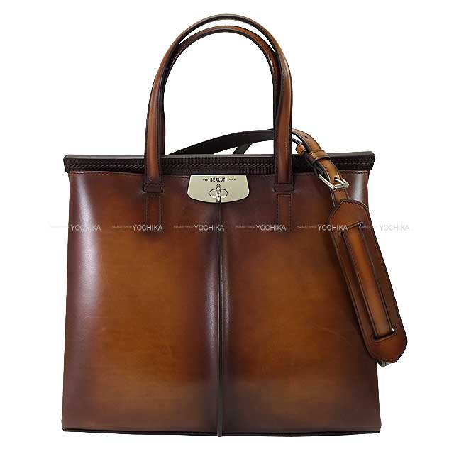 [Pre-loved] 2023SS Berluti tote bag Luti38 ショルダー CACAO INTENSO Venezia leather Mat Silver HW LUTI_38-V1[LIKE NEW][Authentic]