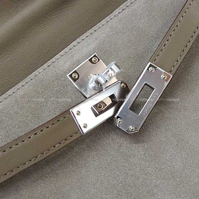 HERMES Shoulder bag Kelly mini 2 Kelly20 Teddy Pluch Gris caillou/ Ecru/ Etoupe Grizzly / Mouton /Swift Silver HW Stamp W[BRAND NEW][Authentic]