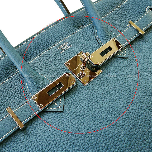 [Pre-loved] HERMES Handbag Birkin30 New Bleu Jean Veau Jonathan Silver HW Stamp W[LIKE NEW][Authentic]