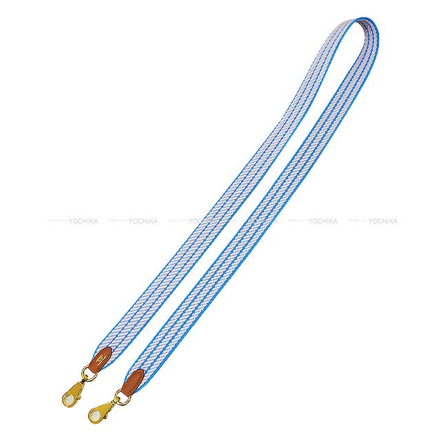 HERMES shoulder strap Bandouliere 25mm 105cm Sangles Cordage Bleu Azur/Mauve Pale/Gold Toile/Swift Gold HW Stamp W[BRAND NEW][Authentic]