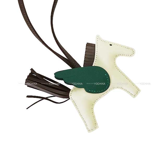 HERMES bag charm Rodeo Pegasus PM Craie/Chocolat/Vert Moyen Agneau Milo/Veau Swift Stamp W[BRAND NEW][Authentic]