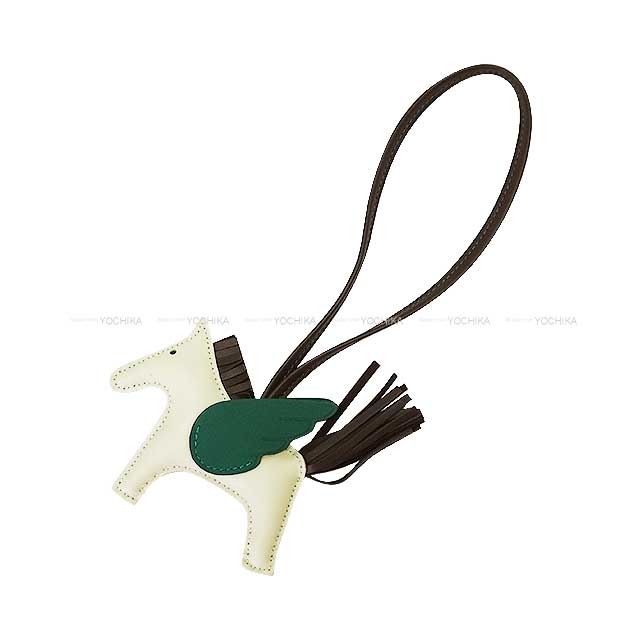 HERMES bag charm Rodeo Pegasus PM Craie/Chocolat/Vert Moyen Agneau Milo/Veau Swift Stamp W[BRAND NEW][Authentic]