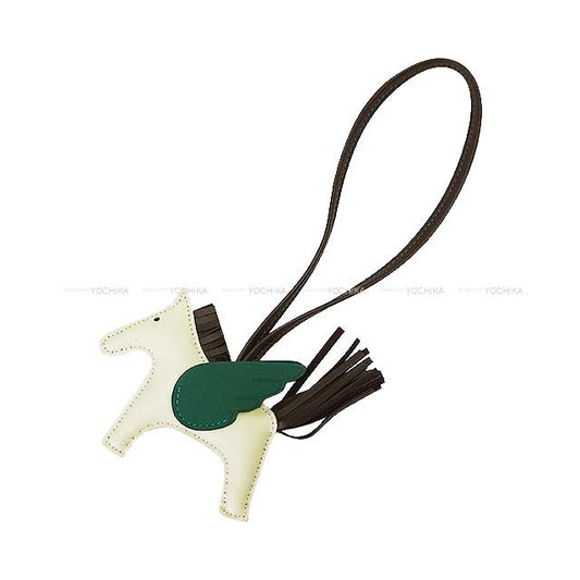 HERMES bag charm Rodeo Pegasus PM Craie/Chocolat/Vert Moyen Agneau Milo/Veau Swift Stamp W[BRAND NEW][Authentic]