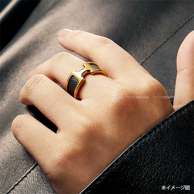 HERMES ring Olympe PM＃L Noir (Black) Ever Grain Rose Gold plated #57 Rose Gold HW[BRAND NEW][Authentic]