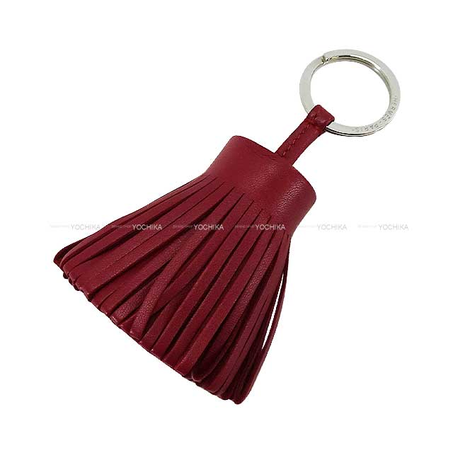 HERMES key ring Carmen Rouge H Agneau Milo Silver HW Stamp W[EXCELLENT][Authentic]