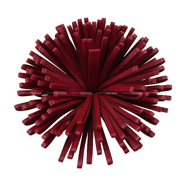 HERMES key ring Carmen Rouge H Sylvania Tufted portion 2.4" Silver HW Stamp W[EXCELLENT][Authentic]