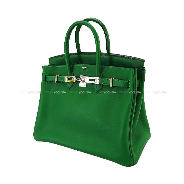 HERMES Handbag Birkin25 Vert Bengale(6L) Evercalf Silver HW Stamp □N[EXCELLENT][Authentic]