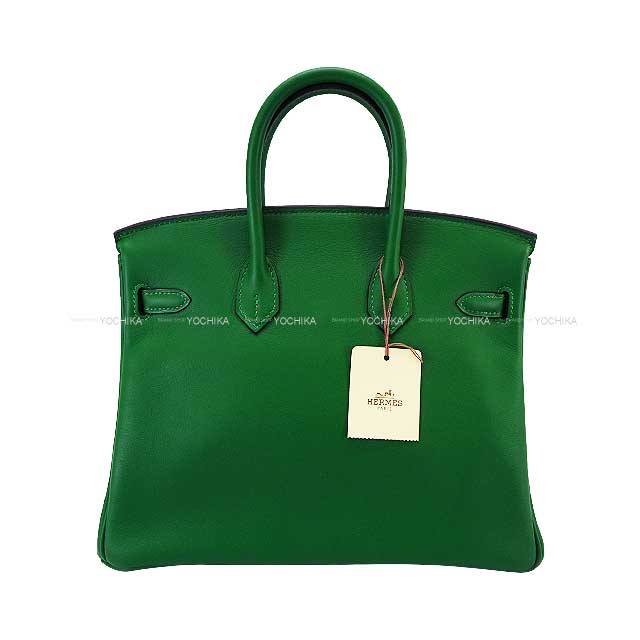 HERMES Handbag Birkin25 Vert Bengale(6L) Evercalf Silver HW Stamp □N[EXCELLENT][Authentic]