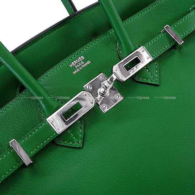 HERMES Handbag Birkin25 Vert Bengale(6L) Evercalf Silver HW Stamp □N[EXCELLENT][Authentic]