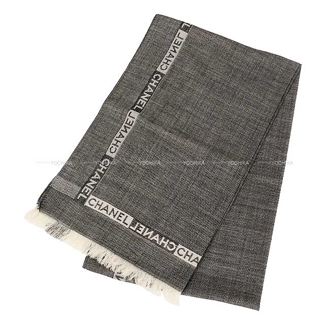 CHANEL Stall Tag Logo Large Dark Grey Virgin Wool[EXCELLENT][Authentic]
