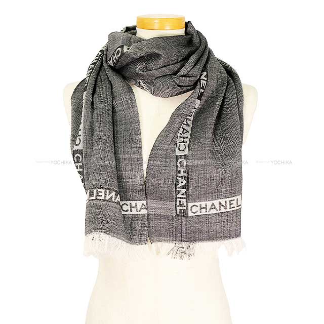 CHANEL Stall Tag Logo Large Dark Grey Virgin Wool[EXCELLENT][Authentic]