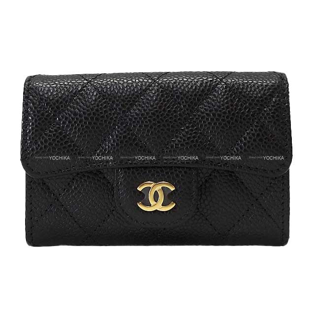 CHANEL card holder Matelasse Coco Mark Timeless Classic Flap Noir (Black) Graind Calf(Caviarskin) Gold HW AP0214[BRAND NEW][Authentic]