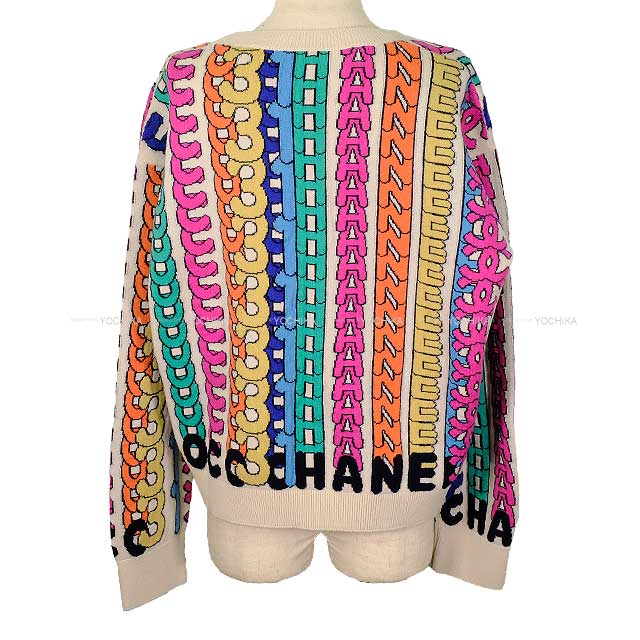 2021 CHANEL Knit Coco Mark Pullover Logo Jacquard Multicolor Cashmere 50 P71599[EXCELLENT][Authentic]