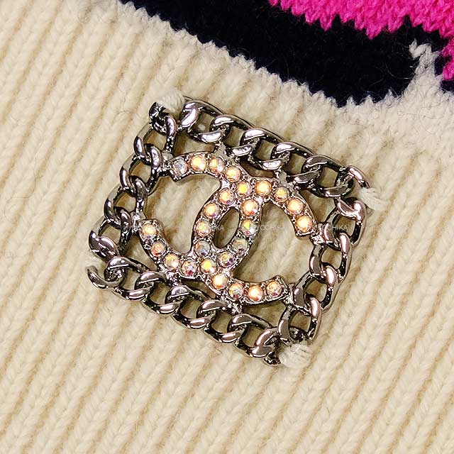 2021 CHANEL Knit Coco Mark Pullover Logo Jacquard Multicolor Cashmere 50 P71599[EXCELLENT][Authentic]