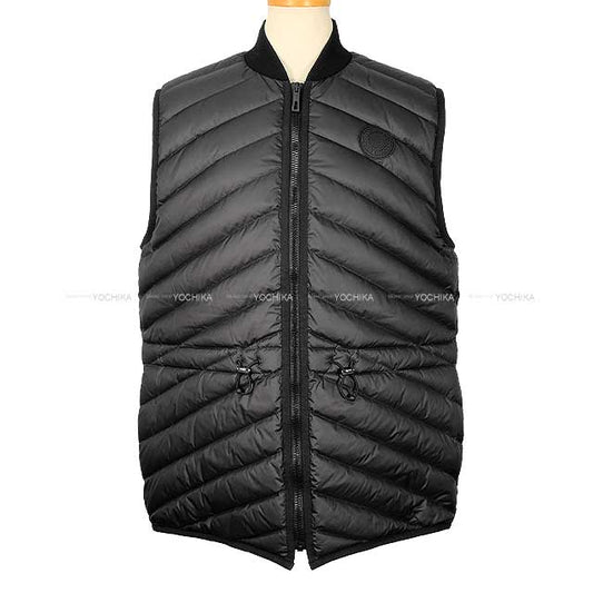 HERMES Down vest Long Quilted Gilet Tarlude Selpa Patch Noir (Black) Polyester 42[EXCELLENT][Authentic]