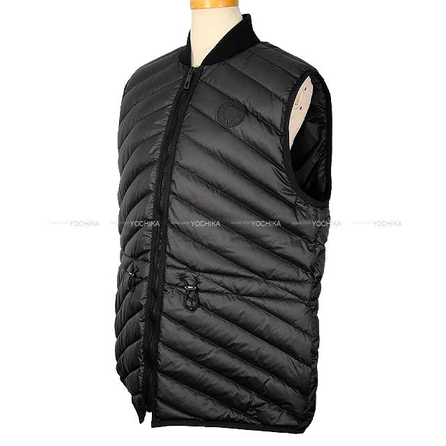 HERMES Down vest Long Quilted Gilet Tarlude Selpa Patch Noir (Black) Polyester 42[EXCELLENT][Authentic]