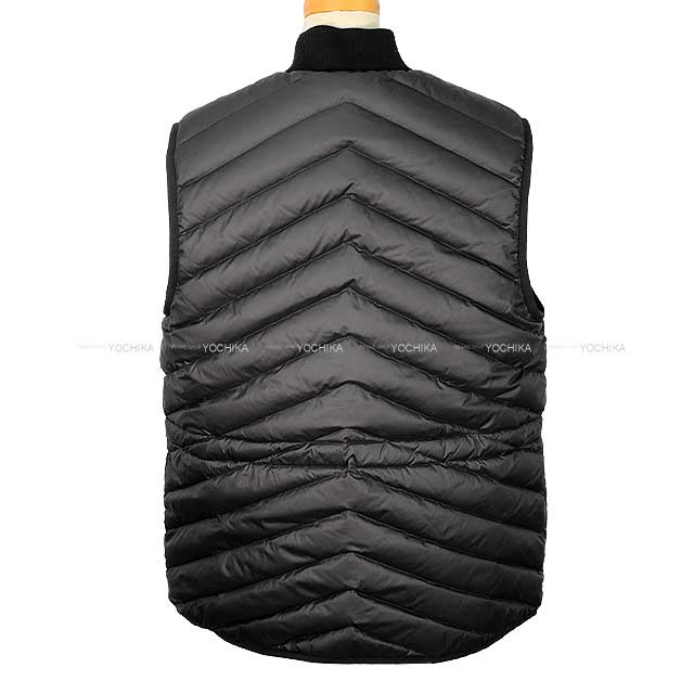 HERMES Down vest Long Quilted Gilet Tarlude Selpa Patch Noir (Black) Polyester 42[EXCELLENT][Authentic]