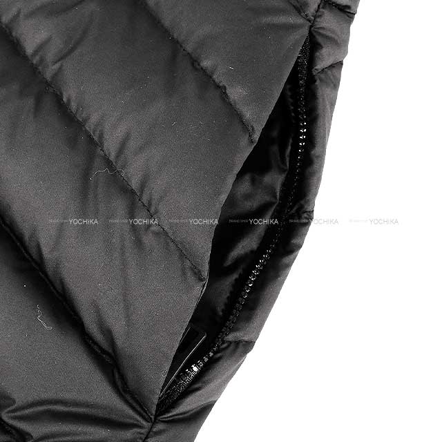 HERMES Down vest Long Quilted Gilet Tarlude Selpa Patch Noir (Black) Polyester 42[EXCELLENT][Authentic]