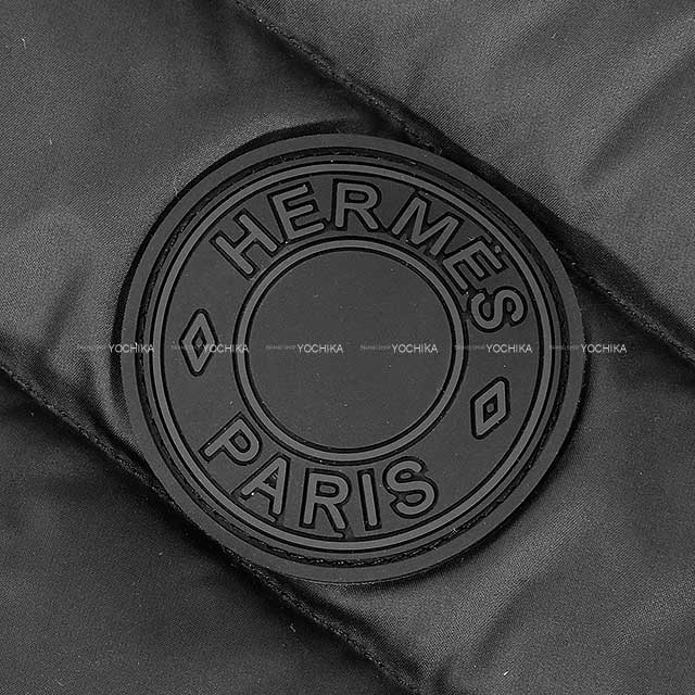 HERMES Down vest Long Quilted Gilet Tarlude Selpa Patch Noir (Black) Polyester 42[EXCELLENT][Authentic]