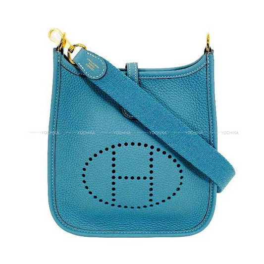 HERMES Shoulder bag Evelyne 16 TPM New Bleu Jean Epsom Souple Gold HW Stamp B[EXCELLENT][Authentic]