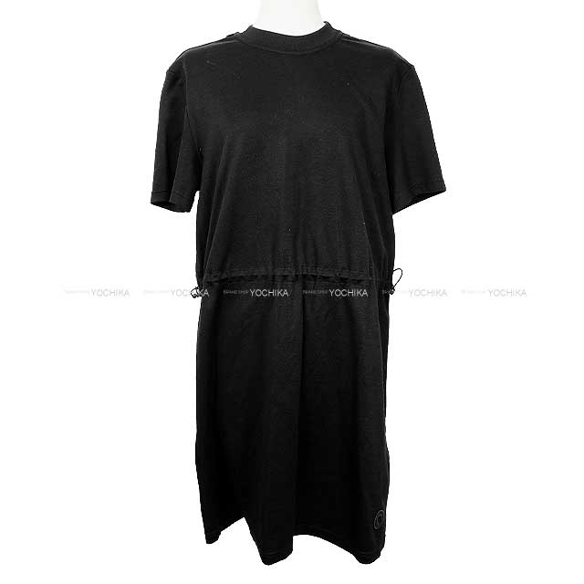 2024 SS HERMES One‐piece dress Ladies Clou de Selle patch Noir (Black) Cotton/Silk/Nylon[EXCELLENT][Authentic]