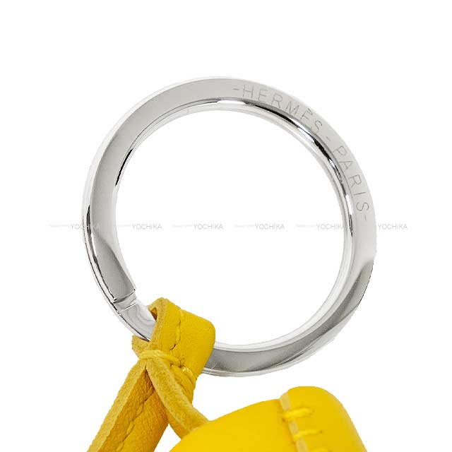 HERMES key ring Carmen Unodos Cuivre/Jaune de Naples Agneau Milo Silver HW[EXCELLENT][Authentic]