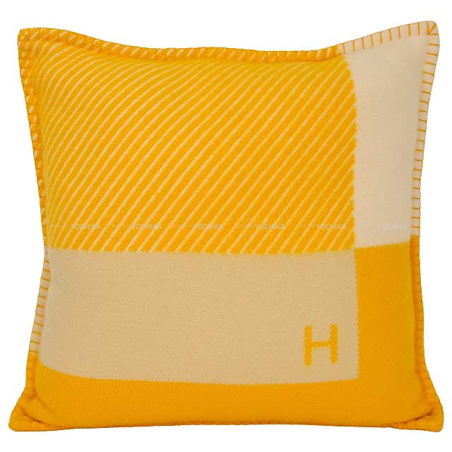 [Pre-loved] HERMES Cushion H Riviera Jaune Wool/Cashmere[LIKE NEW][Authentic]