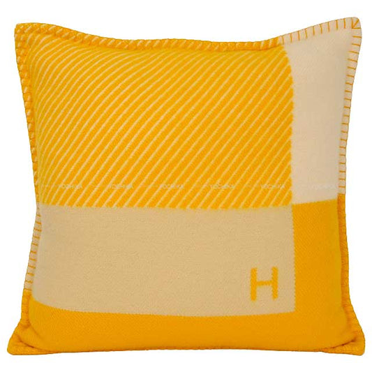 [Pre-loved] HERMES Cushion H Riviera Jaune Wool/Cashmere[LIKE NEW][Authentic]