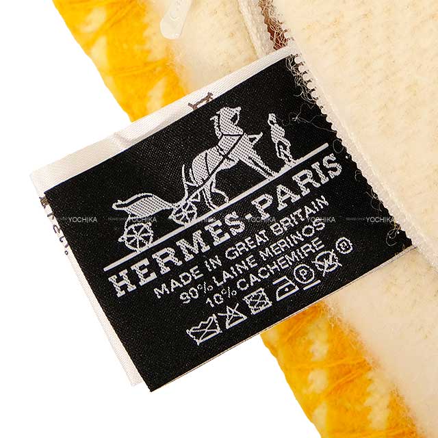 [Pre-loved] HERMES Cushion H Riviera Jaune Wool/Cashmere[LIKE NEW][Authentic]
