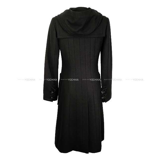 CHANEL Duffle coat Long Hooded Toggle Button Coco Mark Noir (Black) Wool 06A P29341[EXCELLENT][Authentic]