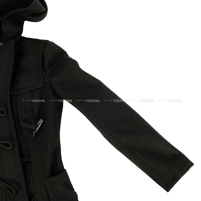 CHANEL Duffle coat Long Hooded Toggle Button Coco Mark Noir (Black) Wool #34 06A P29341[EXCELLENT][Authentic]