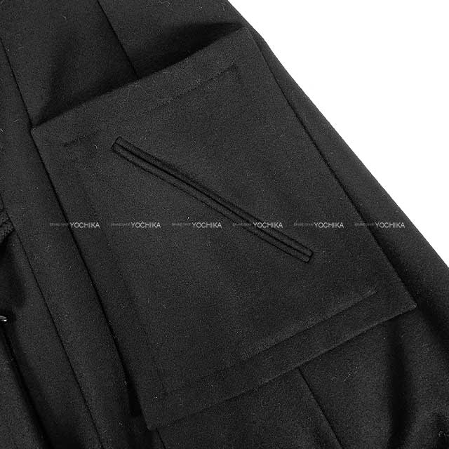CHANEL Duffle coat Long Hooded Toggle Button Coco Mark Noir (Black) Wool #34 06A P29341[EXCELLENT][Authentic]