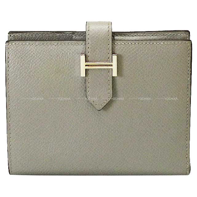 [Pre-loved] HERMES Bi-fold wallet Bearn Compact Gris Mouette Veau Epsom Silver HW Stamp X[USED SA][Authentic]