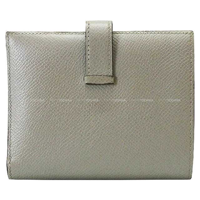 [Pre-loved] HERMES Bi-fold wallet Bearn Compact Gris Mouette Veau Epsom Silver HW Stamp X[USED SA][Authentic]