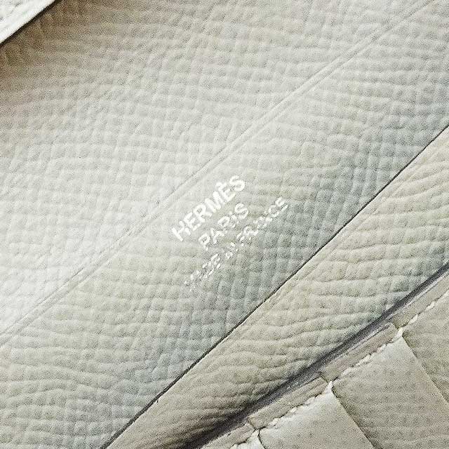 [Pre-loved] HERMES Bi-fold wallet Bearn Compact Gris Mouette Veau Epsom Silver HW Stamp X[USED SA][Authentic]