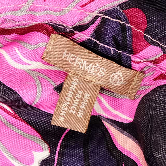 HERMES Pouch Petit H Reversible Drawstring Coin Step Apalusa/Flamingo Party GM Multicolor Silk100%[EXCELLENT][Authentic]