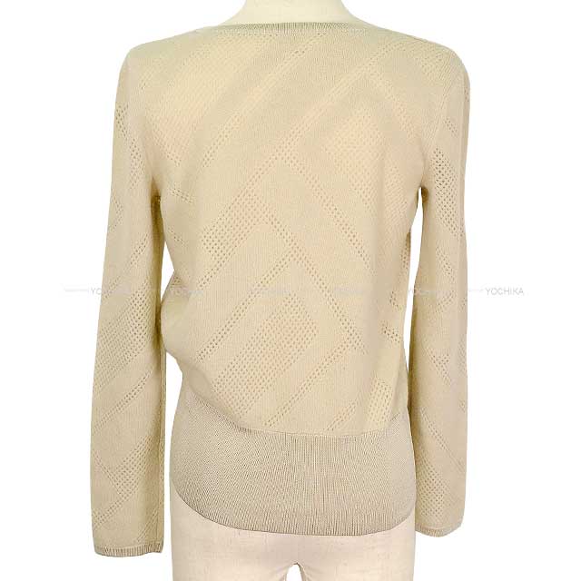 2022AW HERMES Sweater Ladies Long Sleeve Knit Pullover ivory Wool/nylon/cashmere/silk/polyurethane #36 3H2631D6[EXCELLENT][Authentic]