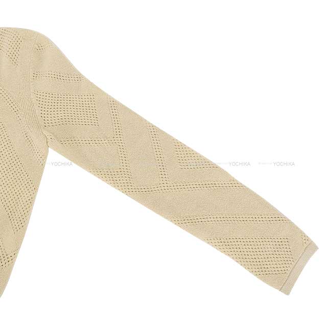 2022AW HERMES Sweater Ladies Long Sleeve Knit Pullover ivory Wool/nylon/cashmere/silk/polyurethane #36 3H2631D6[EXCELLENT][Authentic]