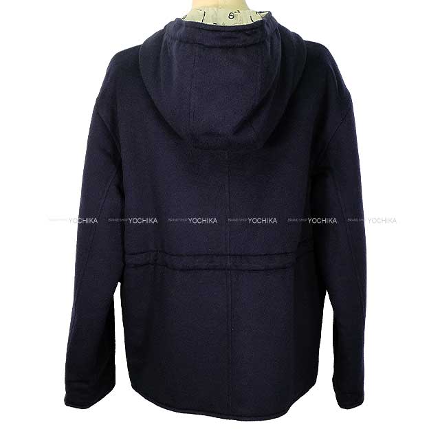 2023 S/S HERMES Blouson Ladies Reversible Chaine D'ancre Pattern Down Coat Navy Cashmere/Polyester #38 3E0123DA[EXCELLENT][Authentic]