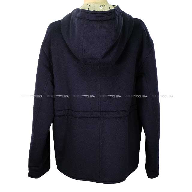 2023 S/S HERMES Blouson Ladies Reversible Chaine D'ancre Pattern Down Coat Navy Cashmere/Polyester 3E0123DA[EXCELLENT][Authentic]