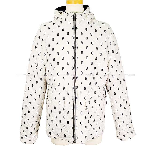 2023 S/S HERMES Blouson Ladies Reversible Chaine D'ancre Pattern Down Coat Navy Cashmere/Polyester #38 3E0123DA[EXCELLENT][Authentic]